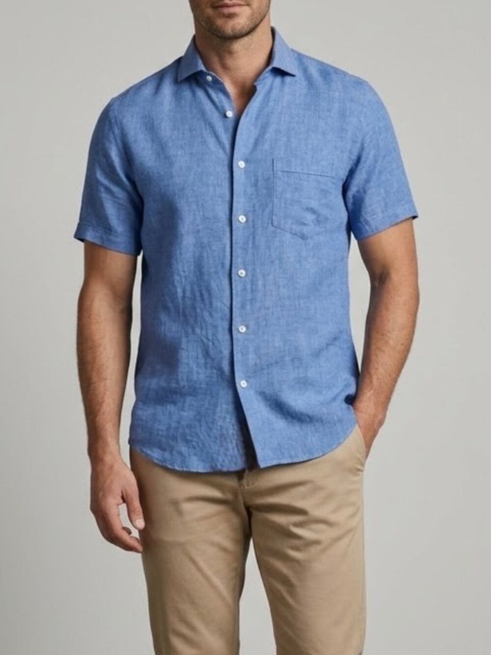 Spagnoletto Roma Men’s 100% Linen Short Sleeve Shirt Medium Italian Quiet Luxury